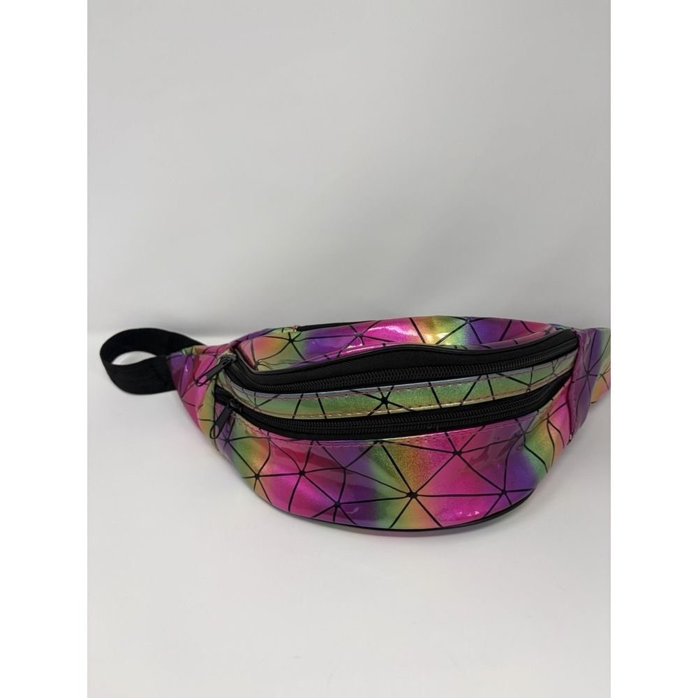 Rave Festival Luminous Fanny Pack Holographic Geometric Iridescent‎